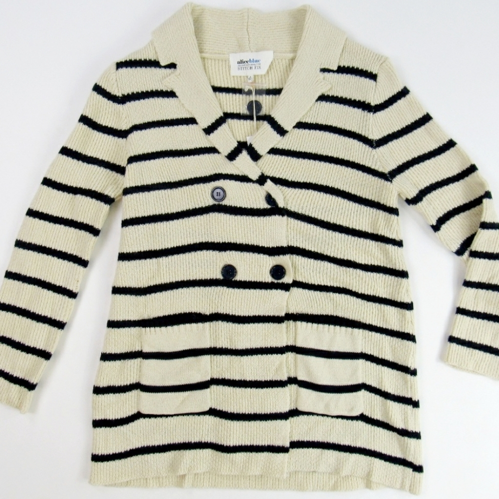 Alice Blue striped cardigan sweater stitch fix